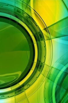 Abstract Glassy Yellow-Green Background. 3D Render illustration. Cool Vertical Corporate Background Design.