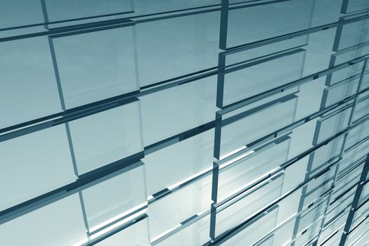 Abstract Corporate Glassy Background. Glass Blocks 3D Rendered Corporate Background. Horizontal Illustration.