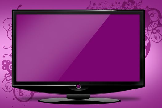 Pinky HD TV Illustration with Floral Elements. Just Place Your Logo or Event Screen! 