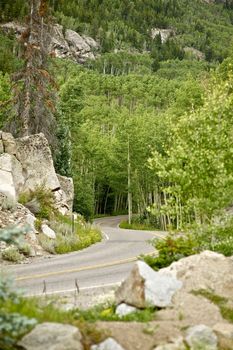 Aspen Road. Road to Independent Pass near Aspen, Colorado USA