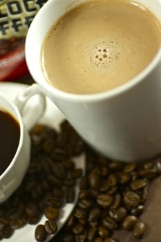 Coffee Cups and Coffee Beans - Close-Out Photo.