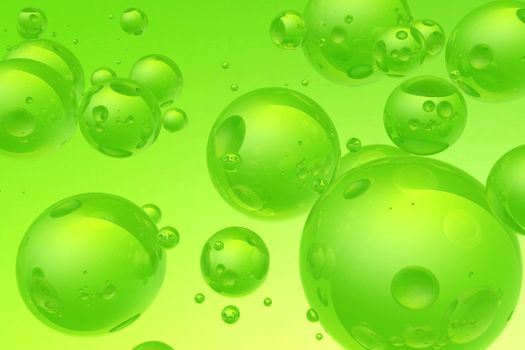 Cool Realistic Green Bubbles Background. 3D Render Illustration.
