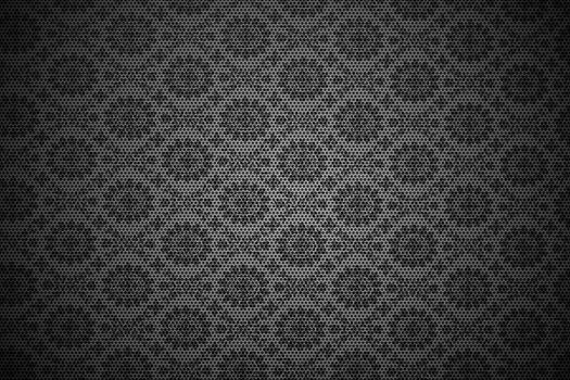 Mesh Metal Ornaments. Meshy Metal Sheet with Floral Pattern Ornaments. Metal Background