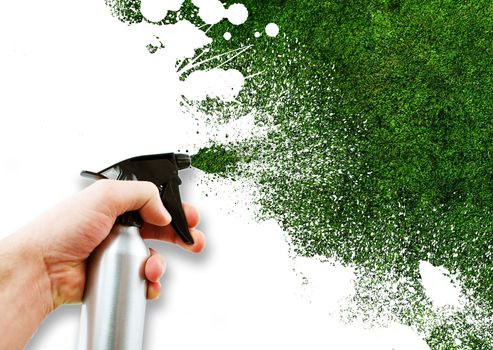 Grass Spray. Cool Creative Illustration. Perfect for Green Energy Related Artwork. Grass Paint.