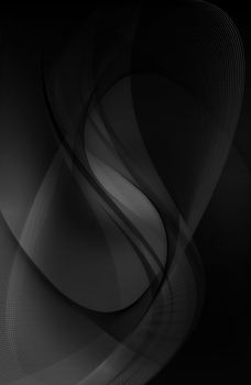 Elegant Black Wavy Background Design. Gray Mist Background. Vertical Image.