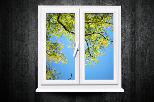 Window to Summer Abstract Illustration. Sunny Summer Day Outside the Window.
