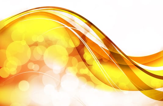 Abstract Background: Golden Wavy Bokeh Design.