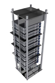 Silver Servers Rack - Hosting illustration. Modern Servers on the Rack