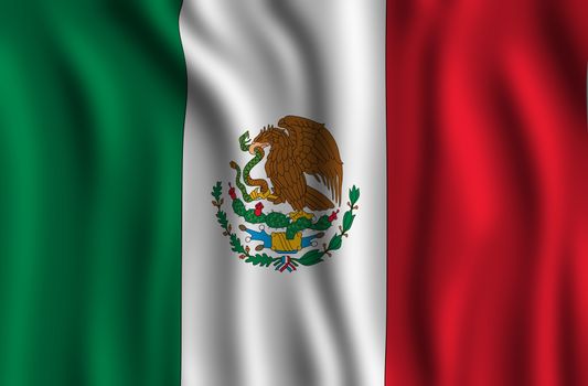 Mexican National Flag. Mexico Country - Waving Flag Illustration