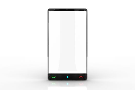 Empty Cell Phone Screen. Single Phone on White Background. 3D Render Illustration.