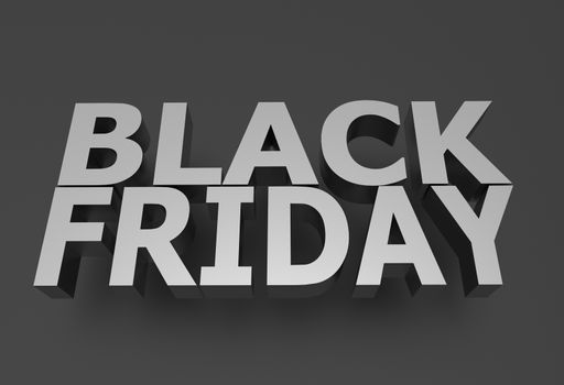 Black Friday - Marketing Illustration. 3D Rendered \"Black Friday\" in Grayscale