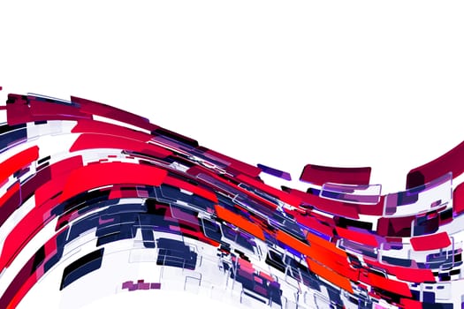 Wavy Abstract Design - 3D Render Copy Space Background with Wavy Flying Squares.
