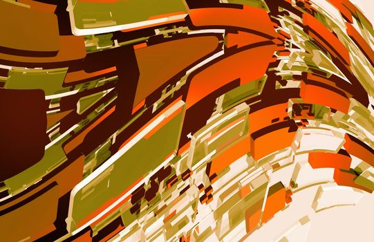 Browny-Green Abstract Background Design. Wavy Shapes Background
