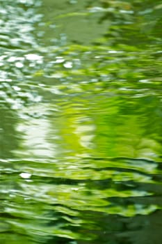 Green Waters. Green Crystal Clear Water Background. Vertical Photo.