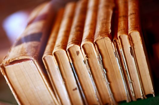 Ancient Books - Old Books in Library. Horizontal Old Books Photo.