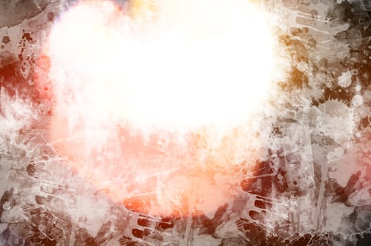 Light Grunge. Red Grunge Background with large White-Light Spot. Great as Copy Space.