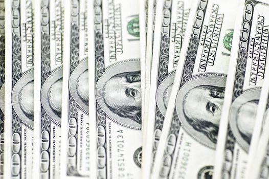 100 Dollar Bills. Few Bills Background.
