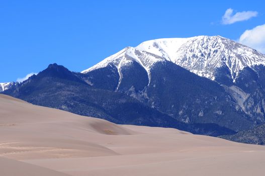 Colorado Landscape. Great Sand Dunes National Park and Rocky Mountains. Colorado USA.