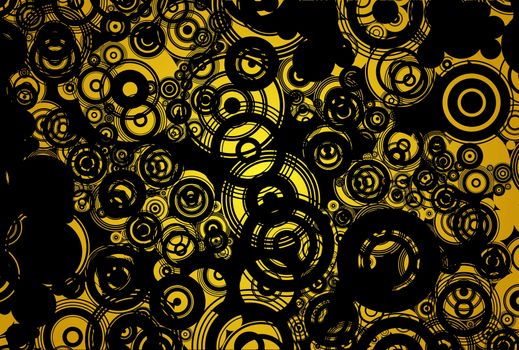 Abstract Circles Dark-Black Design. Circles Background Illustration.