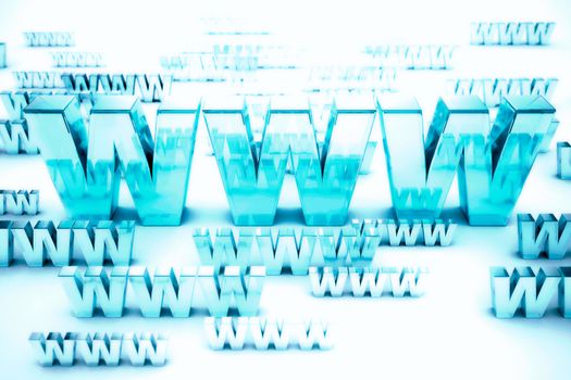 World Wide Web - 3D Render WWW. great for Internet Related Graphics. Baby Blue Glassy Text