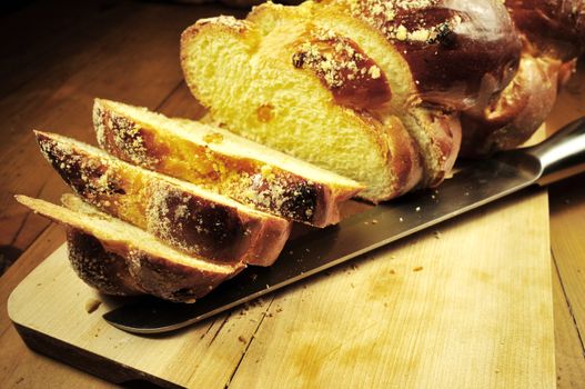 Sweet Bread Fresh Cut. Sweet Breakfast. 