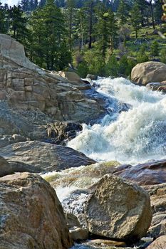 Colorado Rocky Mountains - Waterfall. Vertical Waterfall Photography. Location: Rocky Mountains National Park, Colorado, U.S.A.