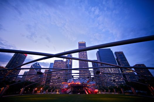Millennium Park Amphitheater. Millennium Park is a public park located in the Chicago Loop community area of Chicago within Cook County, Illinois, United States