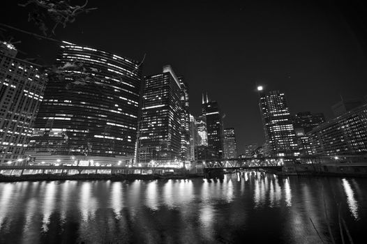 Chicago Riverwalk Black and White Photography. Chicago Downtown 2012