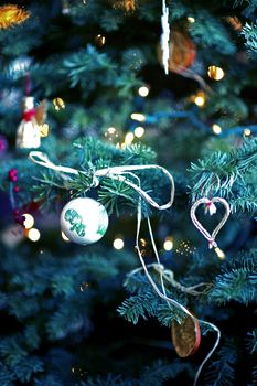 Christmas Tree Closeup Photo. Cool Elegant Christmas Tree Closeup Photography. Seasonal Theme.