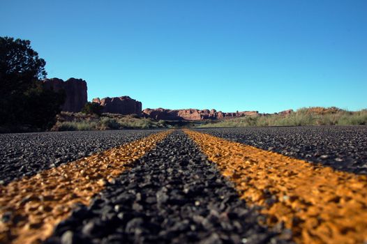 Arches National Park Road. Arches National Park in Utah, USA.