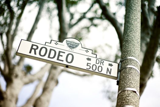 Rodeo Drive Street Sign - Rodeo Drive Pole Sign. Beverly Hills, California USA