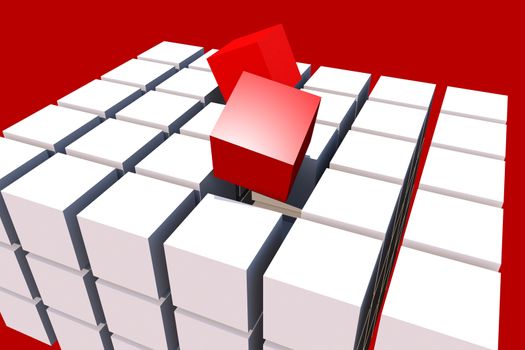 Missing Ingredients. White Block with Red Blocks as Missing Ingredients. 3D Render Illustration.
