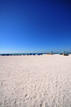 Sandy Beach. Tampa Florida, USA. Hot White Sand and Blue Sky