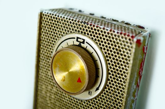 Old Dirty Thermostat Photography. Old Thermostat Closeup Photo. Heating Equipment.