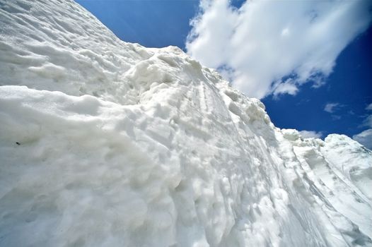 Large Snow Wall - Large Snowfield and the Blue Sky.