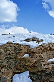 Snow and Rocks Nature Photography. Colorado USA.