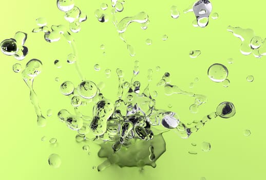 Light Green 3D Water Splash. 3D Render Cool Water Splash Illustration