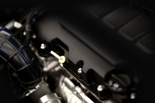 Part of Car Engine. Modern Vehicle Economical Engine / Motor. Transportation Photo Collection.