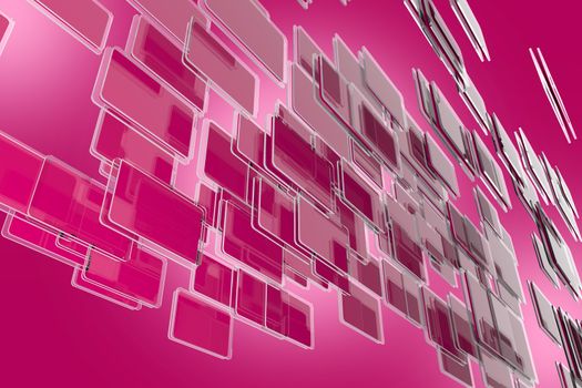 Glass Blocks Stream - Abstract 3D Rendered Pink Glass Blocks Background