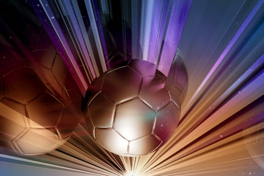 Glass Cut Soccer - Thru the Glass. Cool 3D Rendered Soccer Illustration with Golden Soccer Ball Sliced by Glasses.