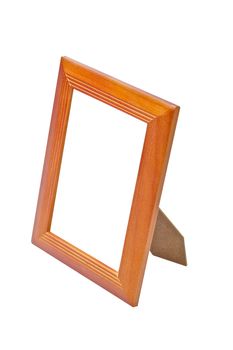 Wood Frame. Isolated Simple Wood Photo Frame. White Inside.