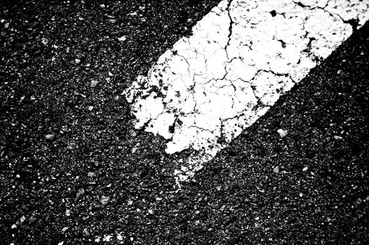 Grungy Pavement - Asphalt Grunge Background with White Line Element.