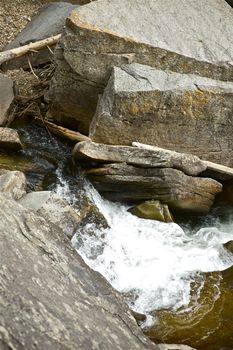 Colorado USA: Rocky Mountain River. Large Rocks in a Water. Colorado Wilderness Photo Collection