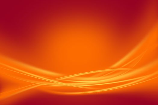 Glowing Orange Rays - Orange Glowing Wavy Ornaments. Maroon Background. Horizontal Raster Background.