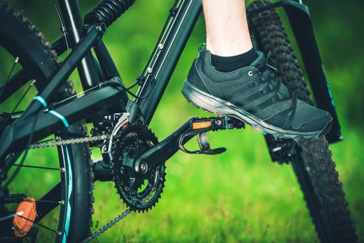 Outdoor Mountain Biking Closeup Photo. 