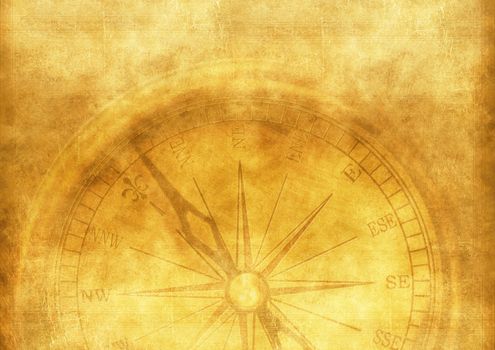 Vintage Adventure Background with Vintage Compass. Aged Paper Texture.