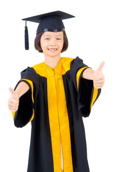 Asian kid in graduation gown