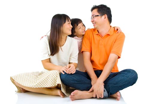 Indoor portrait of beautiful asian family