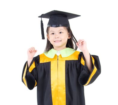 Asian kid in graduation gown