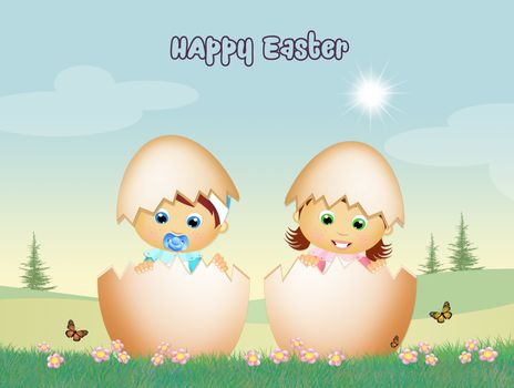 illustration of Easter postcard